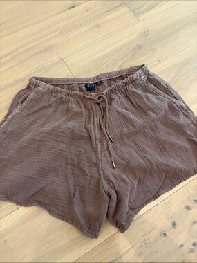 GAP Women's Cotton Gauze Brown Drawstring Shorts